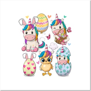 Cute Easter Unicorns Posters and Art